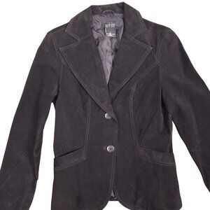 Vintage Mark Alan Womens Black Suede Leather Blazer Jacket Size Small